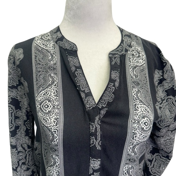 Soya Concept Black Grey Henley Long Sleeve Top Blouse Size S - Picture 3 of 11